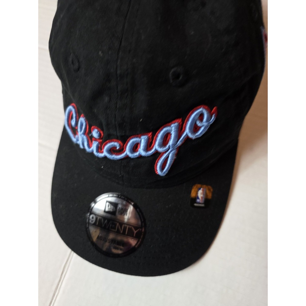 New Era 9TWENTY Chicago Bulls Adjustable One Size Black Cap Hat Embroidered